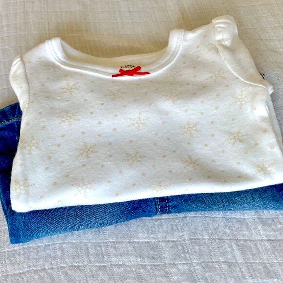 Baby Girl Snowflake Outfit 0-3M - Winter/Holiday/Christmas - Picture 9 of 9